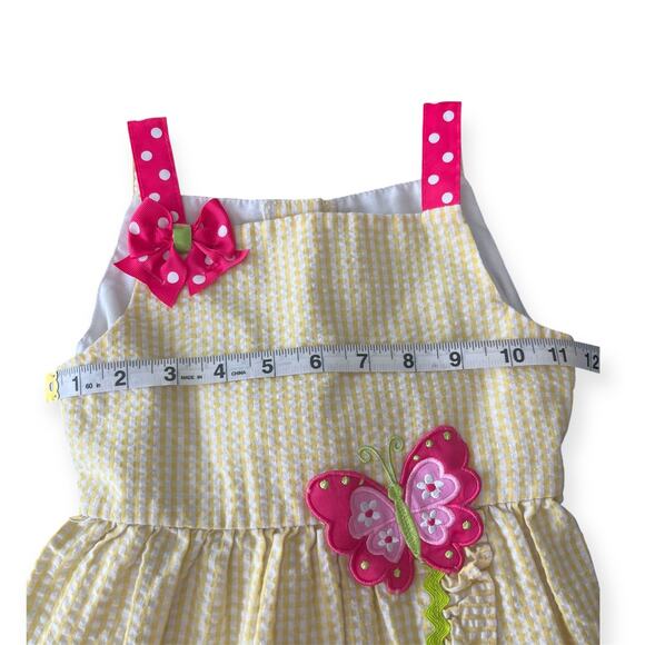 Emily Rose Yellow Gingham Butterfly Sundress Girls Size 5 Ruffle Bow Summer - Picture 11 of 12